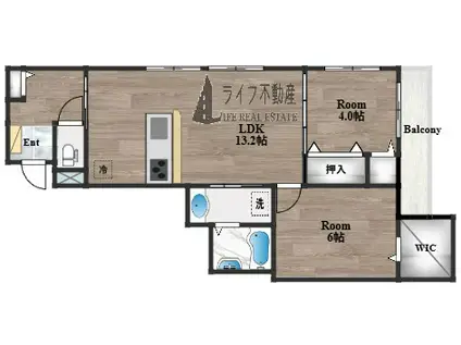 アベニール末広(2LDK/3階)の間取り写真