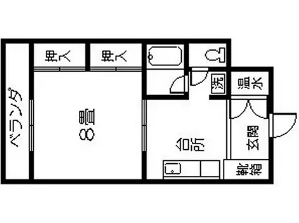 東カングランドマンション第1南林寺802号(1K/8階)の間取り写真