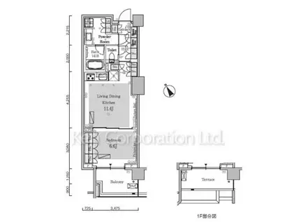 パークアクシスプレミア南青山五丁目(1LDK/1階)の間取り写真