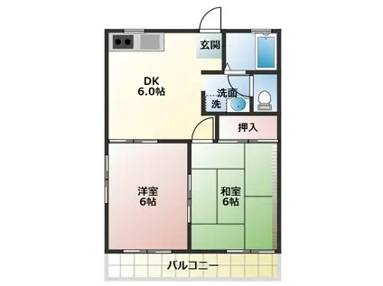 サンコーポ柱東山 B(2DK/1階)の間取り写真