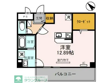 K・Uアイリス(ワンルーム/3階)の間取り写真