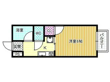 エステート松原II(1K/1階)の間取り写真