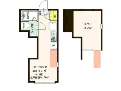 ホワイトナイト(ワンルーム/2階)の間取り写真