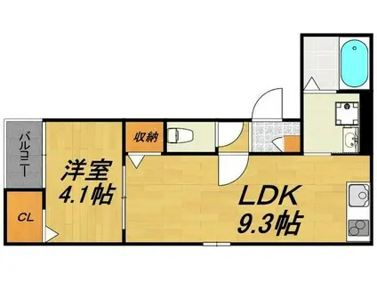 LECOCON天白(1LDK/3階)の間取り写真
