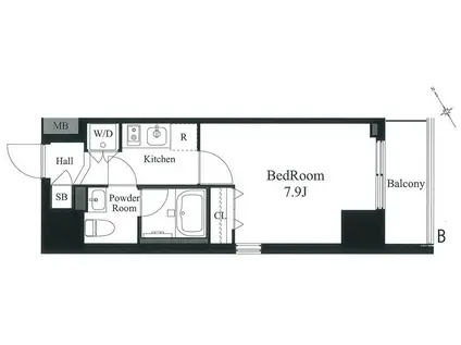 ラティエラ秋葉原(1K/2階)の間取り写真