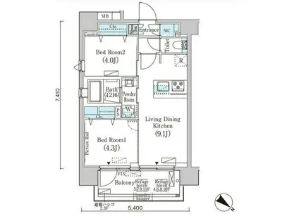 フルハウス赤羽(2LDK/4階)の間取り写真