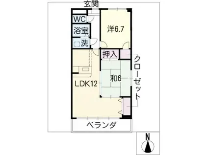 グランドステージ桜ヶ丘(2LDK/6階)の間取り写真