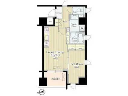ＪＲ山手線 五反田駅 徒歩6分 12階建 築8年(1LDK/6階)の間取り写真