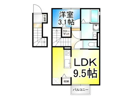 ヴィラ飯綱(1LDK/2階)の間取り写真