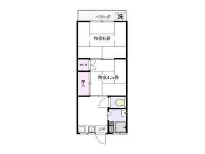 第一ヤマトコーポ(2K/2階)の間取り写真