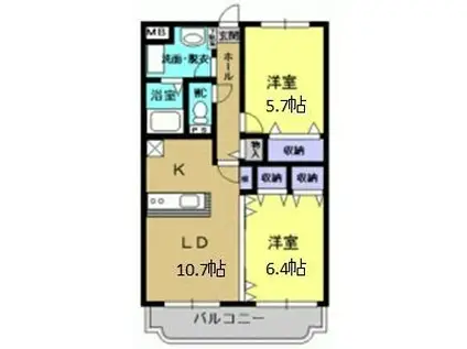 Y&Mアン・シャーリーB(2LDK/1階)の間取り写真