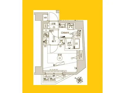 VERXEED YOKOHAMA ウエスト(1K/3階)の間取り写真