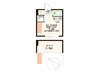 パルメゾン北赤羽(ワンルーム/2階)の間取り写真