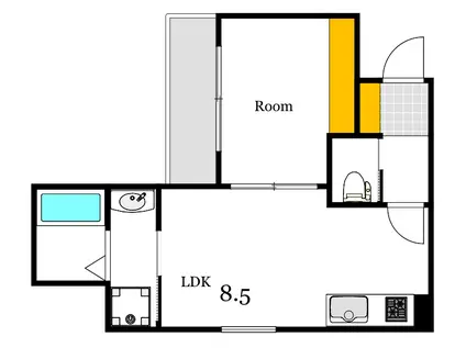 グランビア江波栄町(1LDK/1階)の間取り写真
