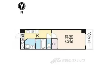 インペリアル奈良大宮(1K/2階)の間取り写真