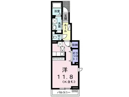 フジワンヴィラ(ワンルーム/1階)の間取り写真