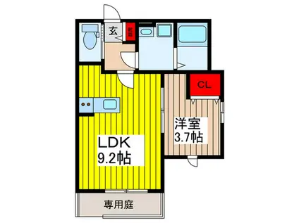 CASTLE大和田キャッスルオオワダ(1LDK/2階)の間取り写真