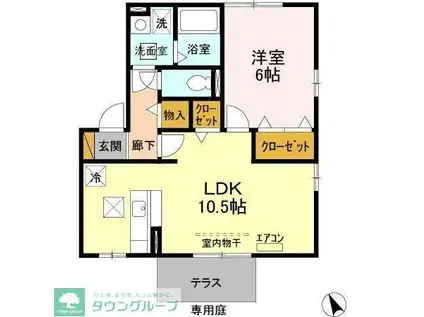 エミール・オガワ B(1LDK/1階)の間取り写真