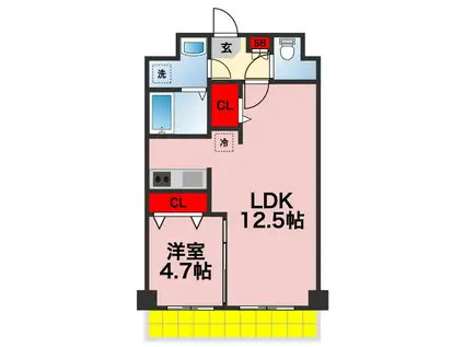 EMIGRANT(1LDK/4階)の間取り写真