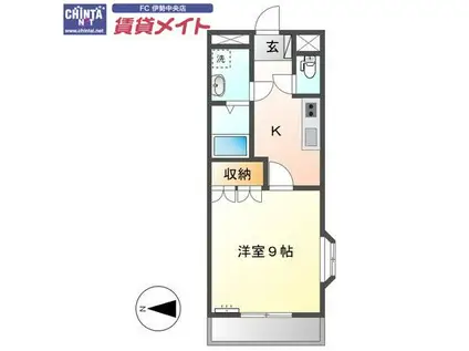 ピュア・スクエア(1K/2階)の間取り写真