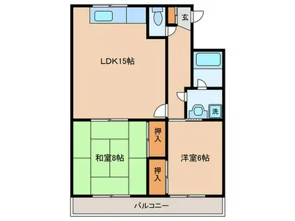 ウエストヴィレッヂ(2LDK/2階)の間取り写真