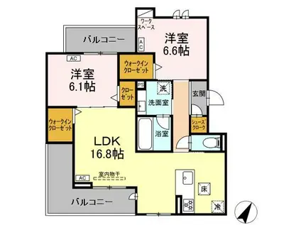 D-AVANCE 東脇(2LDK/1階)の間取り写真