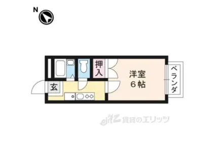 アーバニア西草津 B棟(1K/1階)の間取り写真