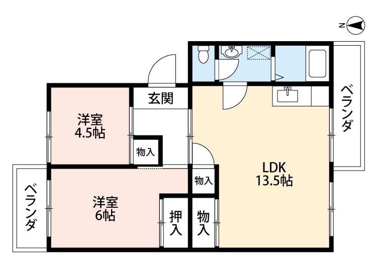 ドエル法土(2LDK/2階)の間取り写真