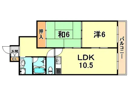 カルム六甲(2LDK/1階)の間取り写真