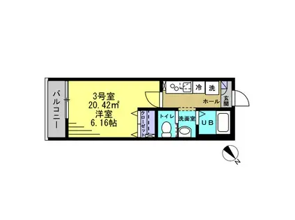 シャイネクス高砂(1K/3階)の間取り写真