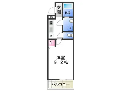 ピュール奥本(1K/2階)の間取り写真