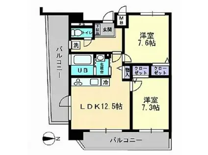 VILLAFELICE(2LDK/4階)の間取り写真