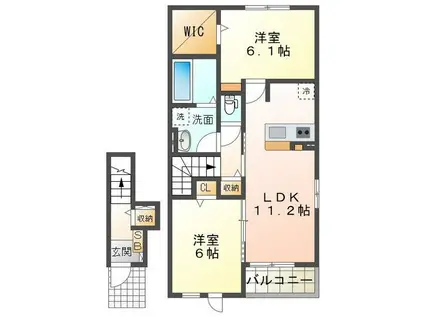 ラ フローナ II(2LDK/2階)の間取り写真