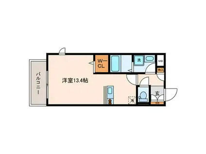 レジデンスサルバトーレ(ワンルーム/2階)の間取り写真