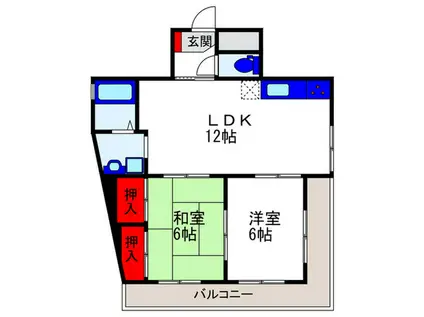 プルミエール豊中(2LDK/3階)の間取り写真