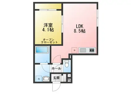 メゾン・ドゥ・アッシュ松戸II(1LDK/2階)の間取り写真