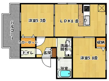 サンラーク次郎丸(2LDK/1階)の間取り写真