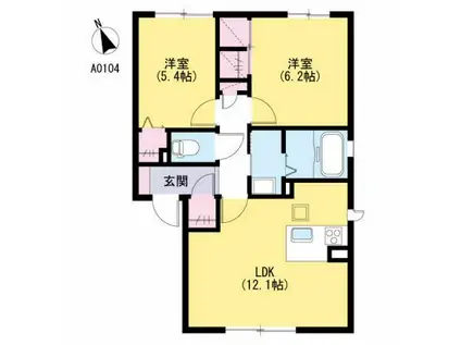 パルテールヴィラII(2LDK/1階)の間取り写真