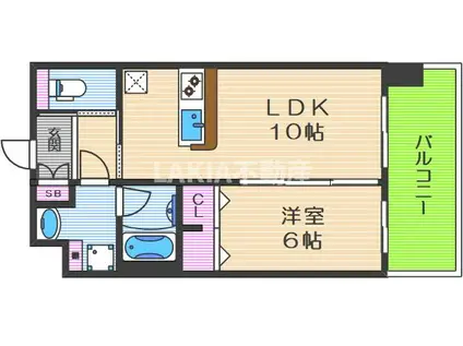 ディームス福島(1LDK/2階)の間取り写真