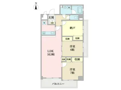シャトー桃山台(2SLDK/2階)の間取り写真