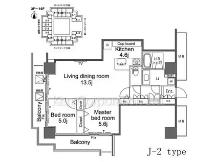 パシフィックロイヤルコートみなとみらい アーバンタワー(2LDK/10階)の間取り写真