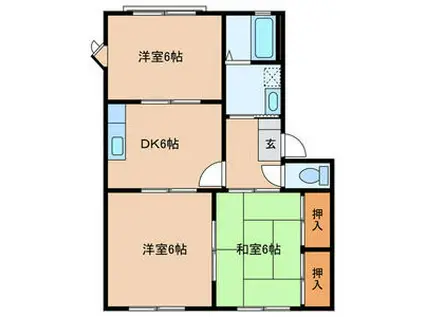 グリーンゲーブルズA・B棟(3DK/1階)の間取り写真