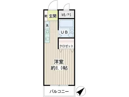 エクセレンス岸谷(ワンルーム/3階)の間取り写真