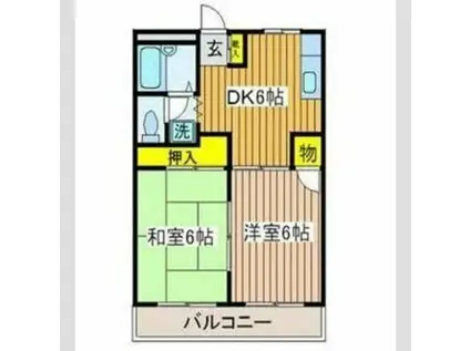 グリーンヒル南野II(2DK/2階)の間取り写真