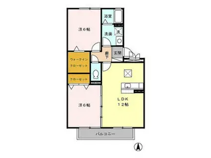 ヴィラ・ローザ(2LDK/1階)の間取り写真