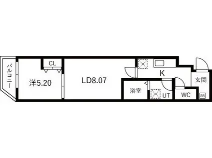 パークス神戸(1LDK/2階)の間取り写真