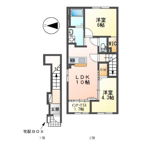大村町アパート(2LDK/2階)の間取り写真
