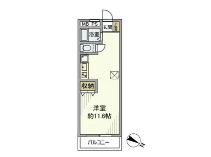 セブンスターマンション金町(ワンルーム/2階)の間取り写真