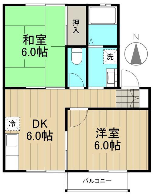 リビエールB棟(2DK/2階)の間取り写真