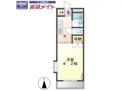 クィーンズコートD(1K/1階)の間取り写真